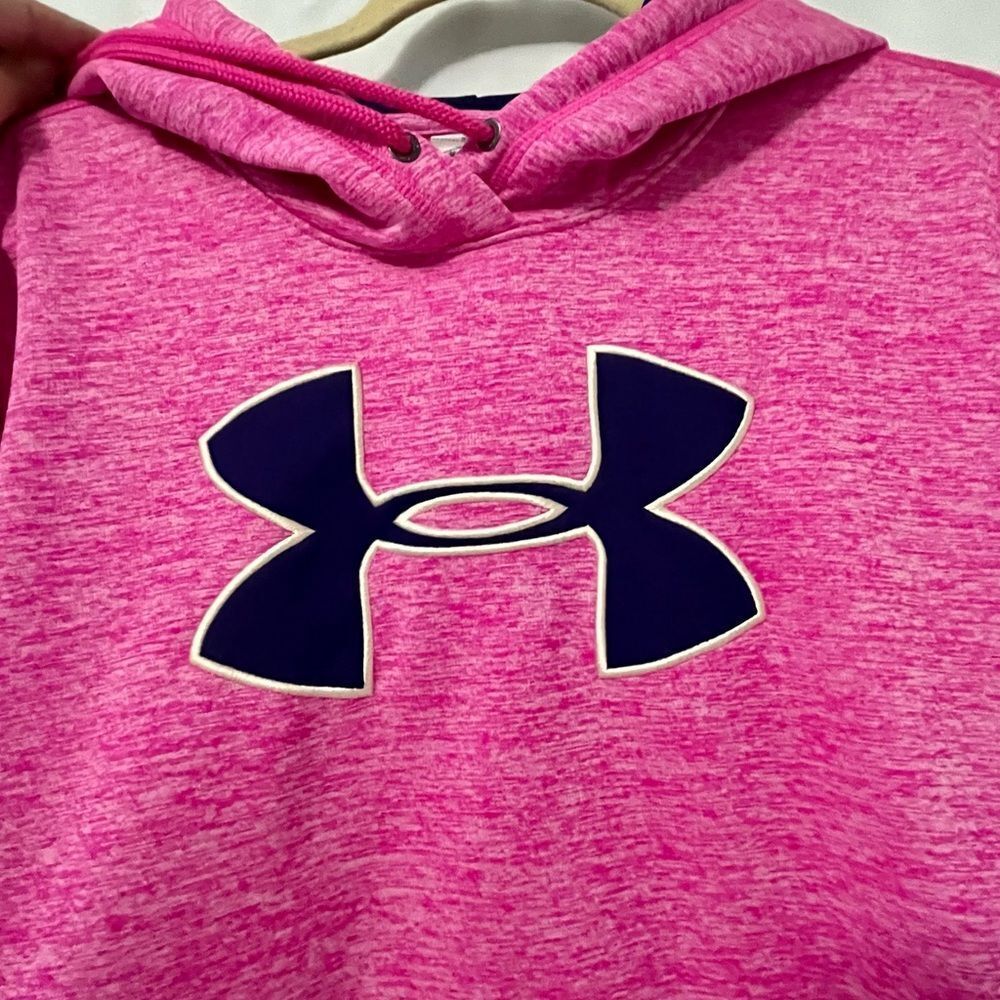 Under Armor Cold Gear Hot Pink Navy Logo Pullover Hoodie Size M - Picture 5 of 7